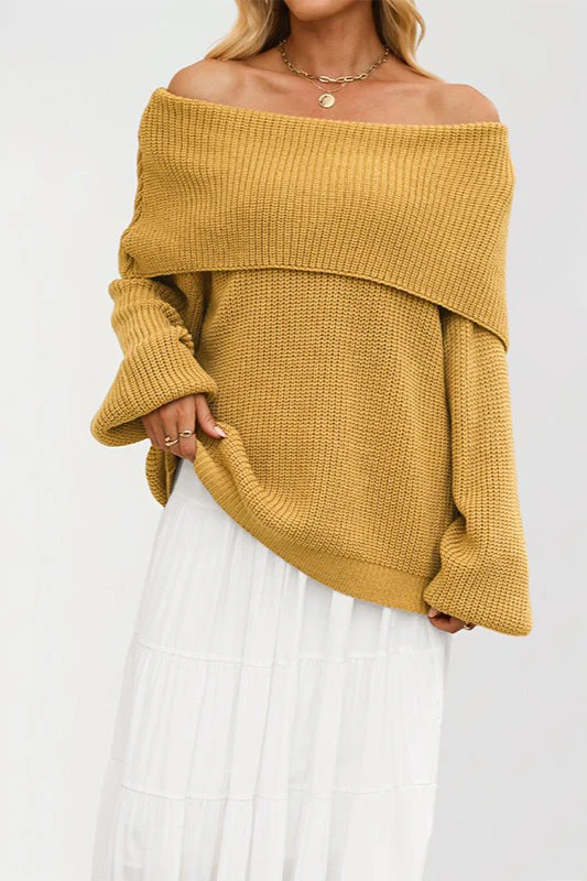 Off Shoulder Loose Knit Pullover Sweater - Image 12