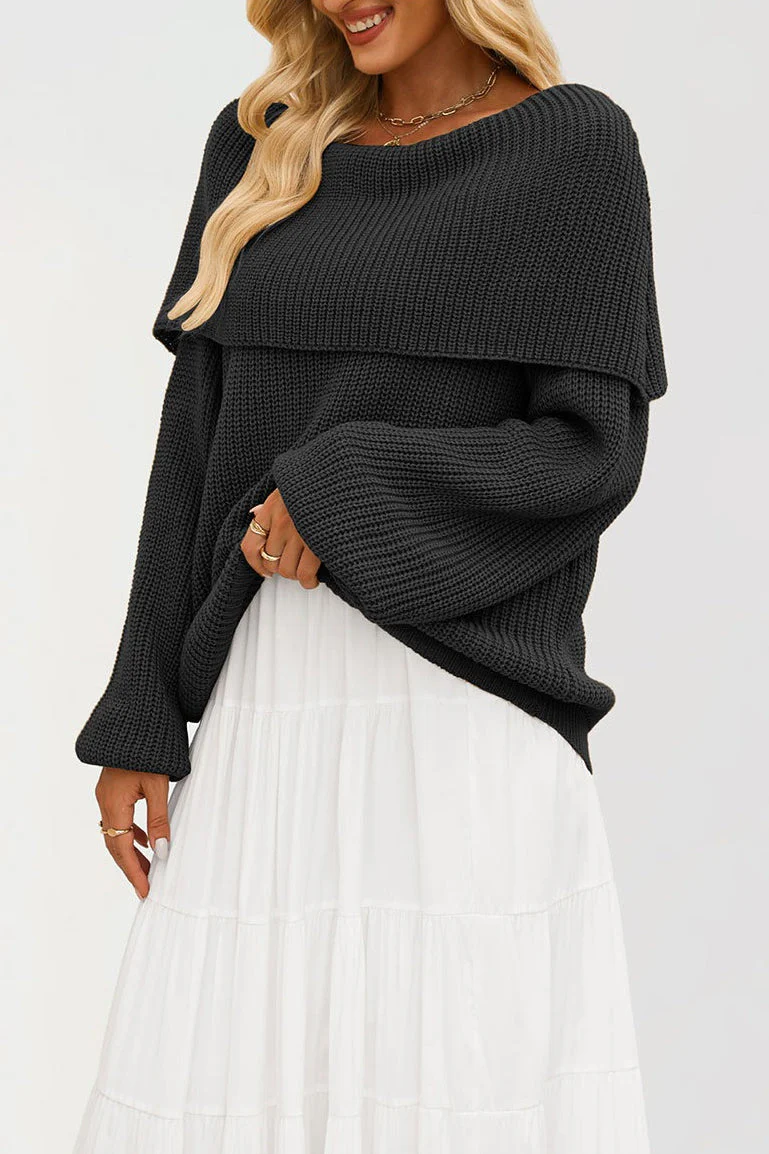 Off Shoulder Loose Knit Pullover Sweater - Image 4