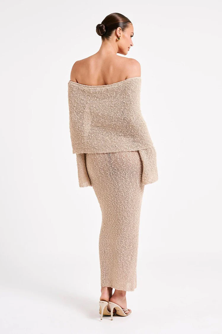 Off Shoulder One Shoulder Knit Sweater Dress - Image 12