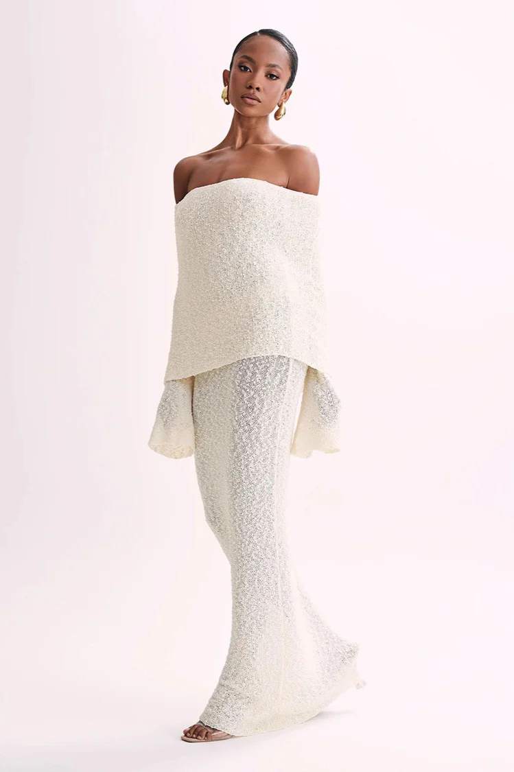 Off Shoulder One Shoulder Knit Sweater Dress - Image 6