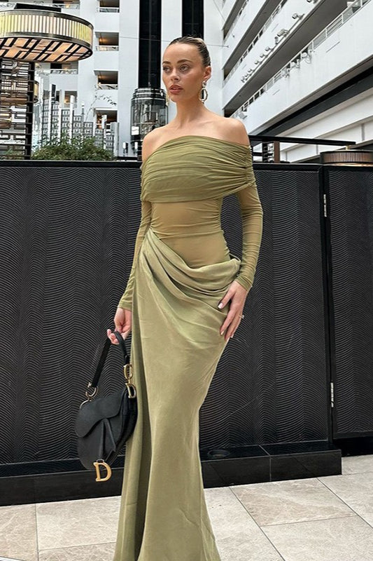 Off Shoulder Sheer Tulle Mesh Slim Fit Elegant Prom Dress - Image 7
