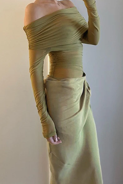 Off Shoulder Sheer Tulle Mesh Slim Fit Elegant Prom Dress - Image 9