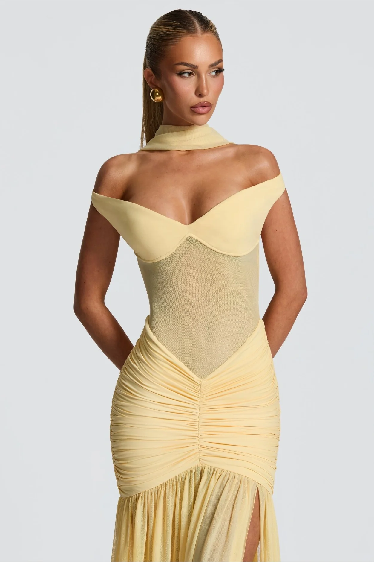 Off Shoulder Spliced Mermaid Slim Fit Prom Dress - Image 5