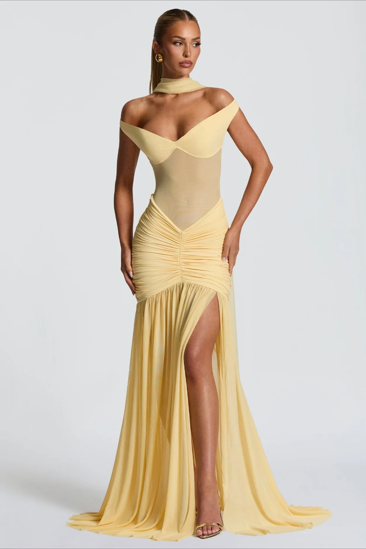 Off Shoulder Spliced Mermaid Slim Fit Prom Dress - Image 6