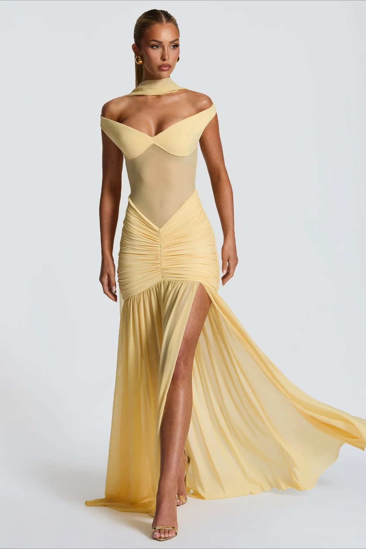 Off Shoulder Spliced Mermaid Slim Fit Prom Dress - Image 7