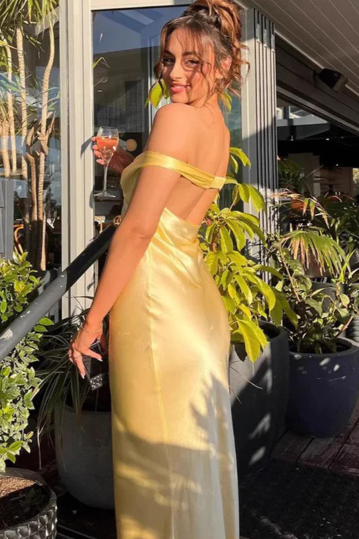 Off Shoulder Strapless Backless Maxi Sexy Prom Dress - Image 2