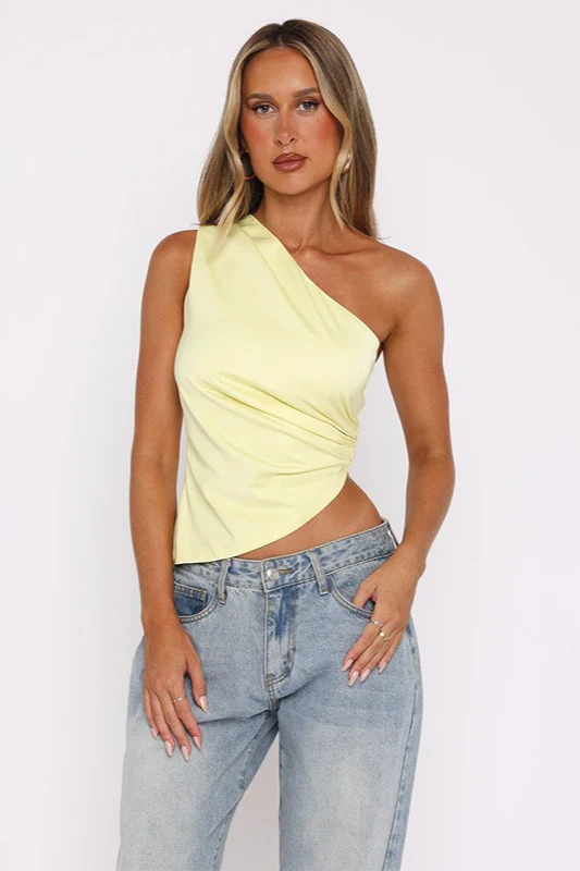 One Shoulder Sleeveless Ruched Asymmetric Crop Top - Image 4
