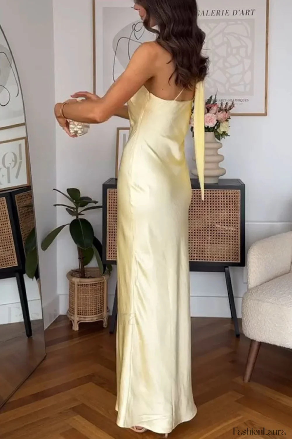 One-Shoulder Tie Sleeveless Bodycon Maxi Dress - Image 6