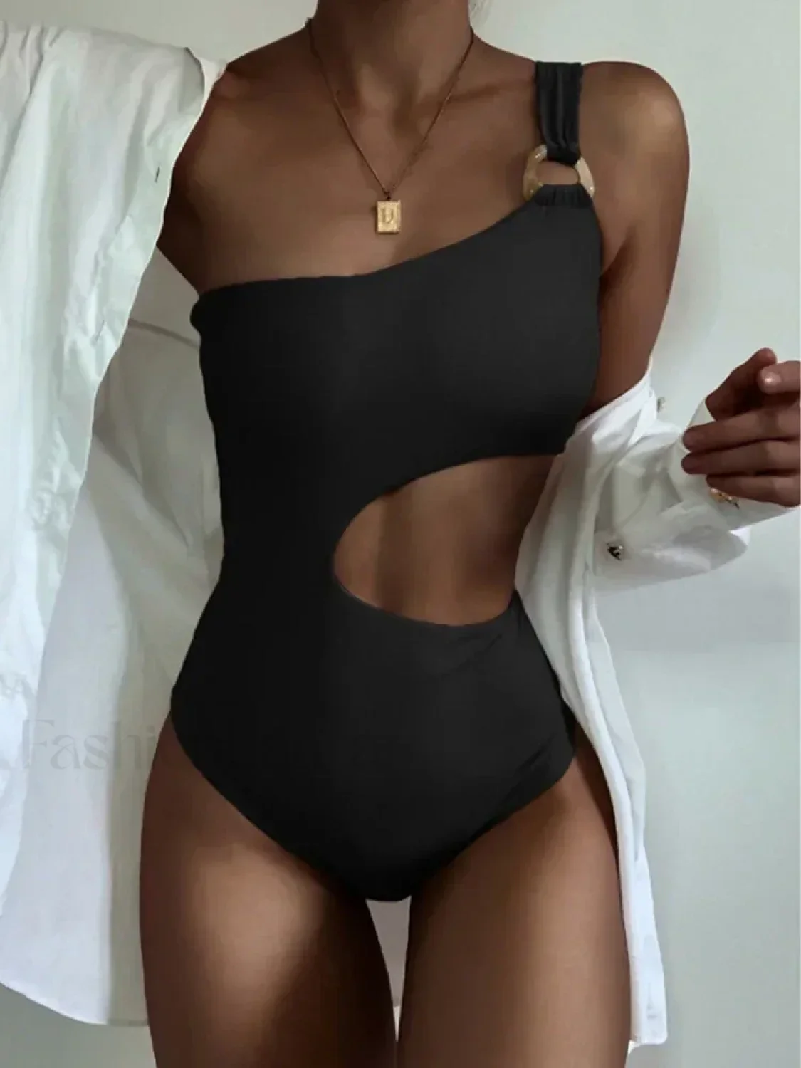 One Shoulder Trikini High Cut One Piece - Image 6