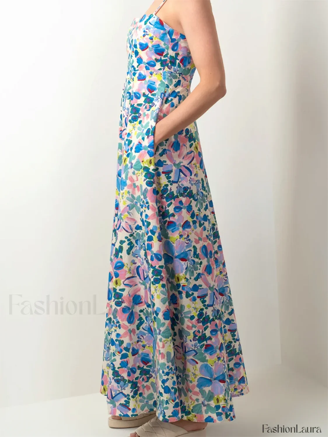 Open Back Floral Zipper Maxi Dress - Image 18