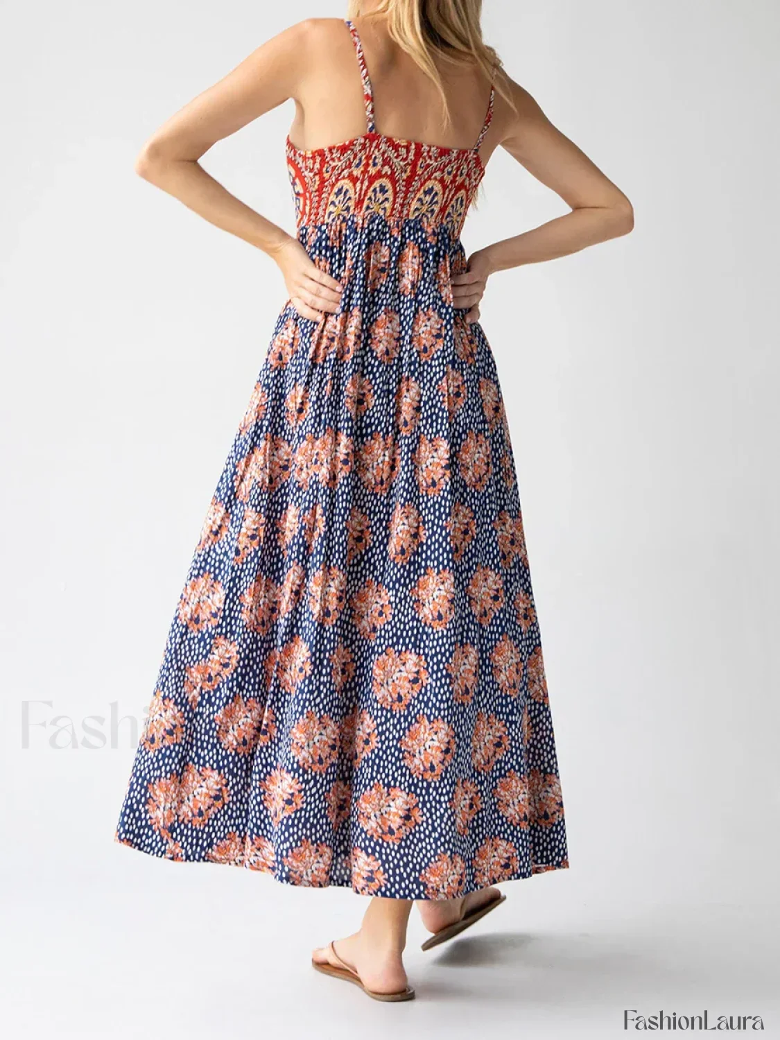 Open Back Floral Zipper Maxi Dress - Image 20