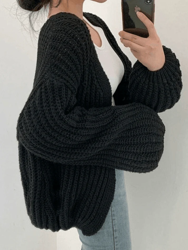 Open Front Long Sleeve Knit Cardigan - Image 4
