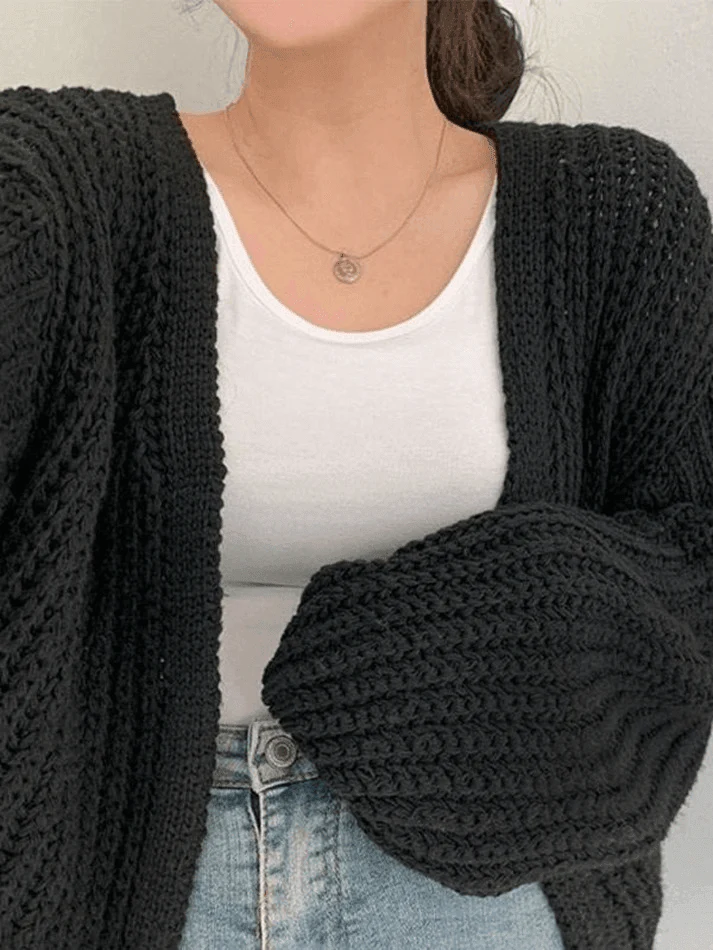 Open Front Long Sleeve Knit Cardigan - Image 6