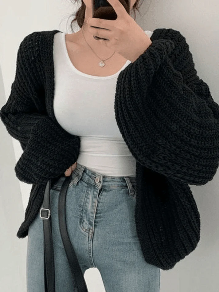 Open Front Long Sleeve Knit Cardigan - Image 8