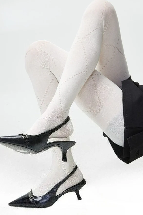 Openwork Sheer Black Diamond Pattern Tights - Image 6