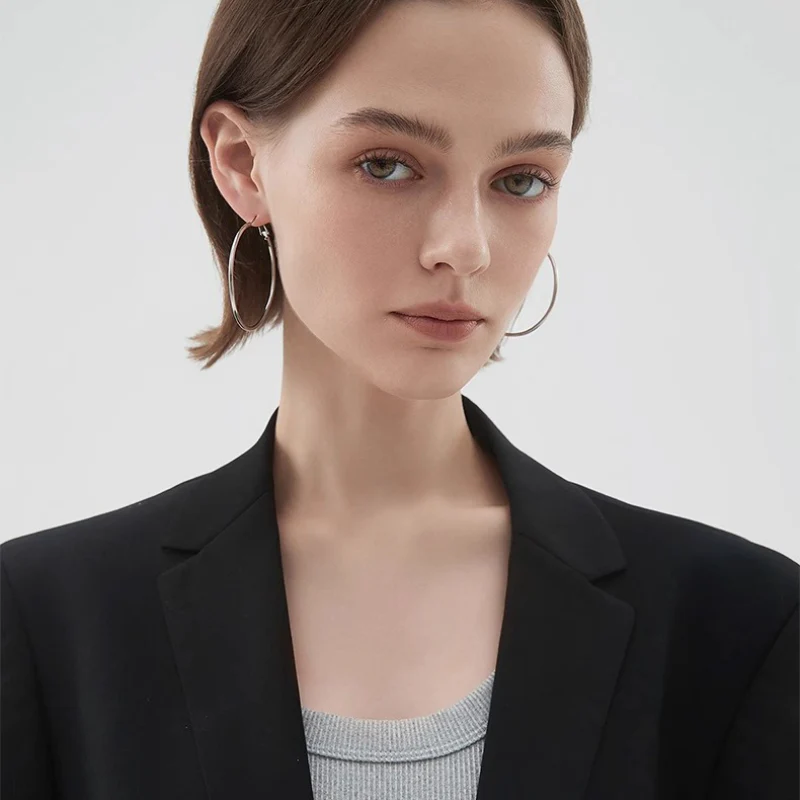 Oversized Titanium Steel Hoop Earrings - Image 3