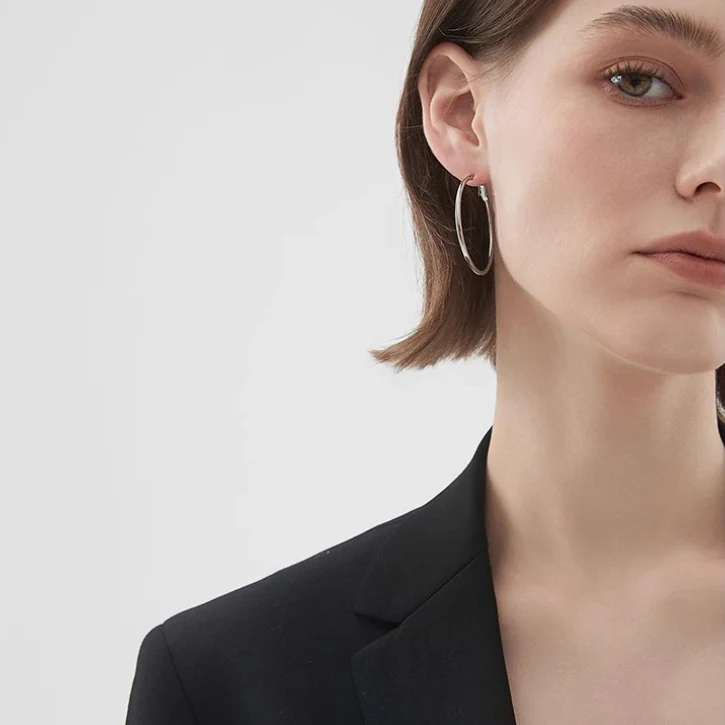 Oversized Titanium Steel Hoop Earrings - Image 4