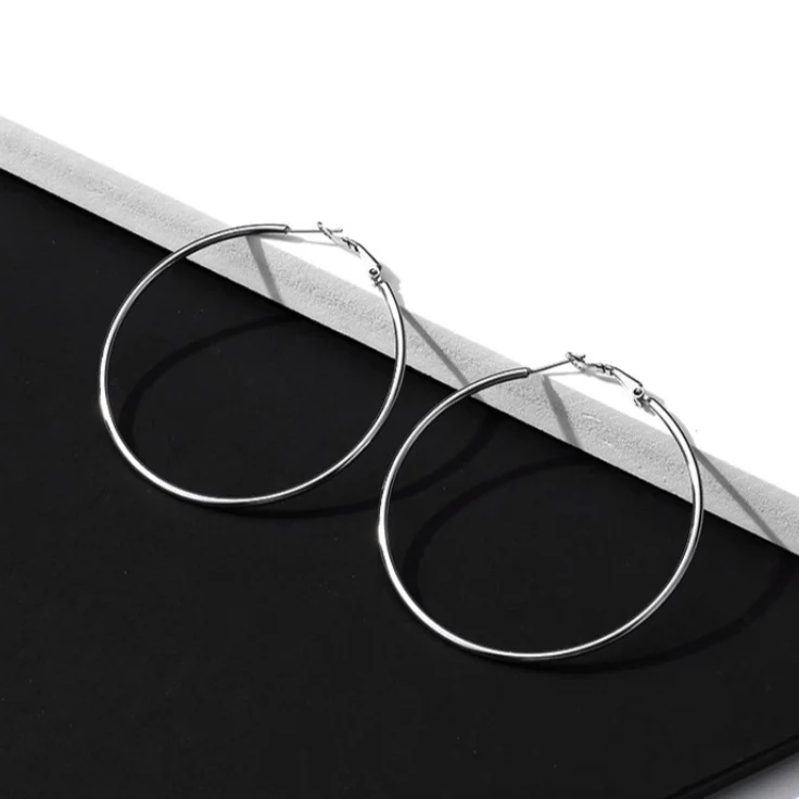 Oversized Titanium Steel Hoop Earrings - Image 7