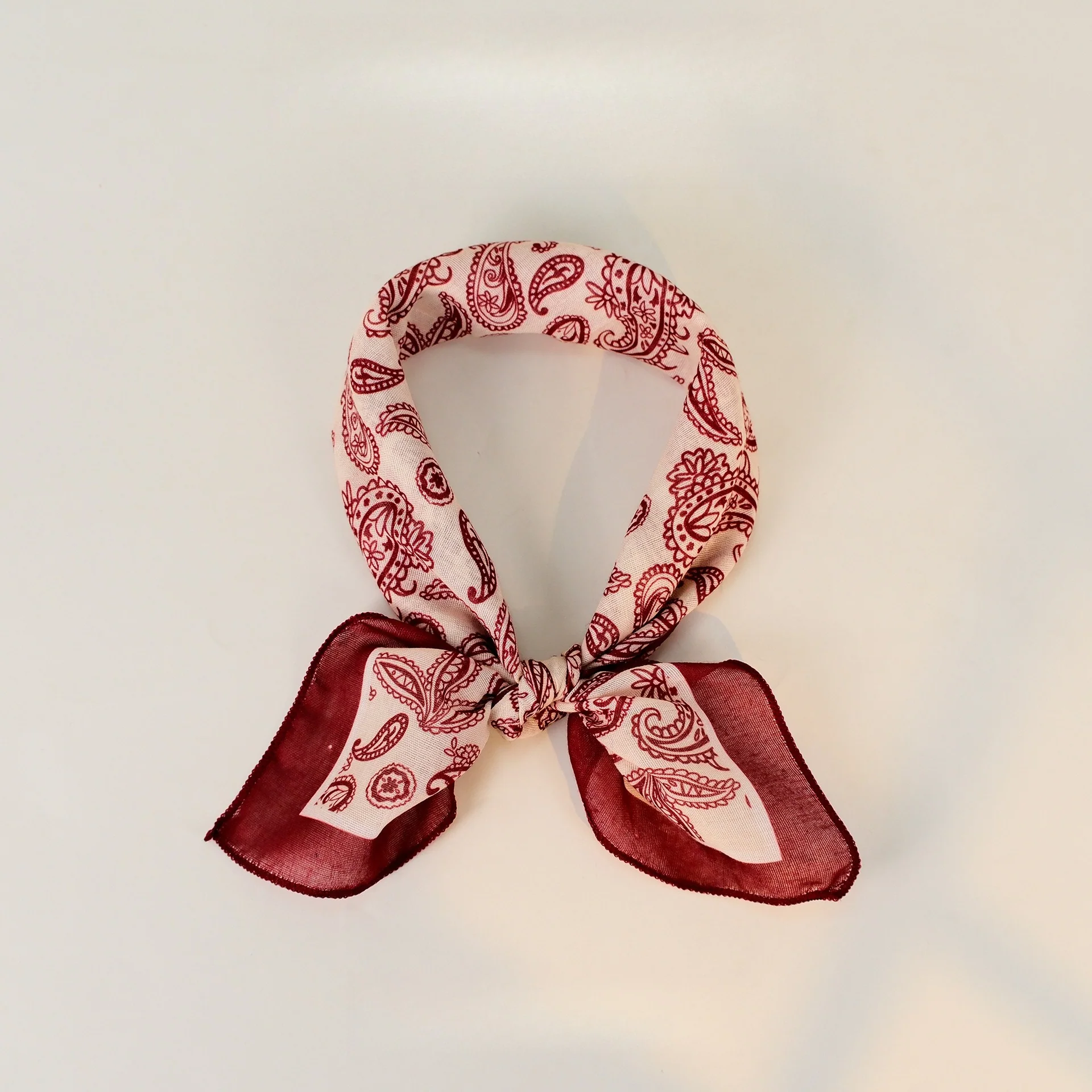 Paisley Faux Linen Square Hair Neck Sun Scarf
