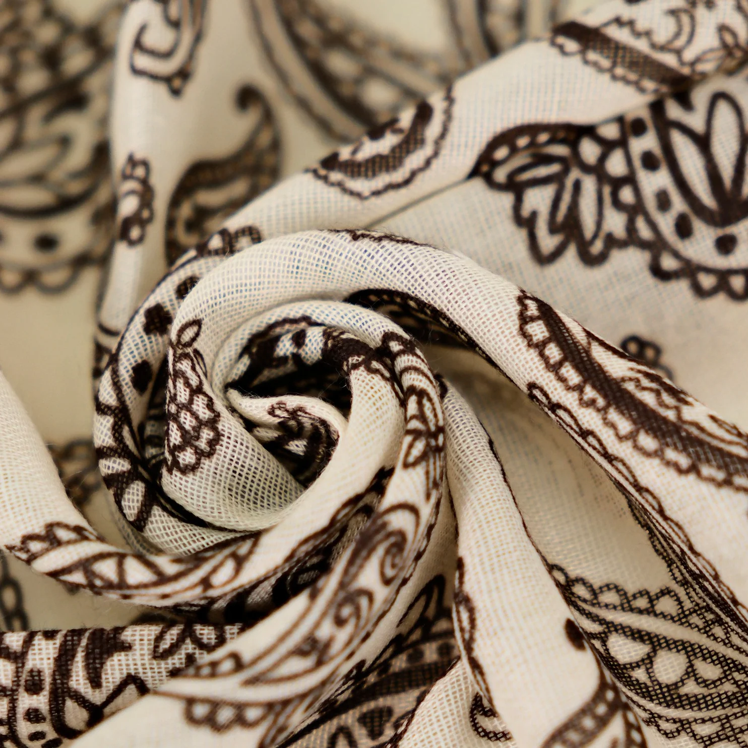 Paisley Faux Linen Square Hair Neck Sun Scarf - Image 6