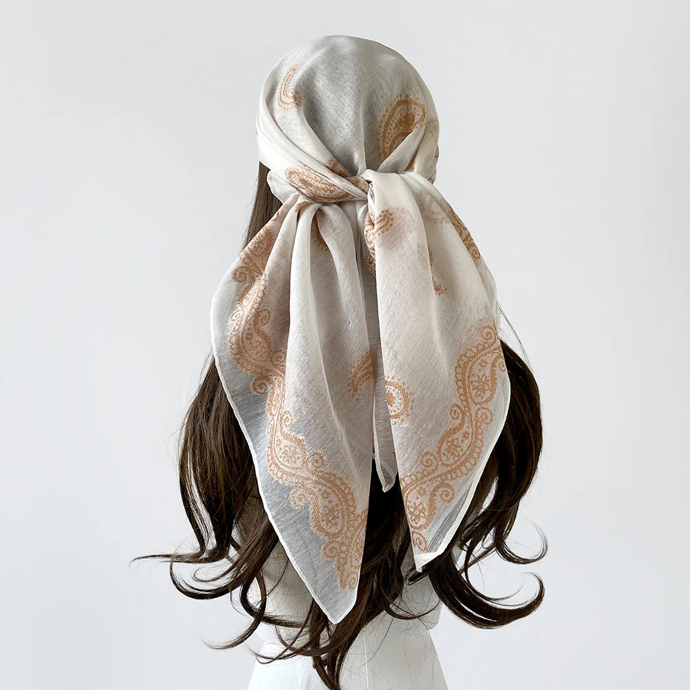Paisley Print Large Square Retro Shawl Scarf - Image 3