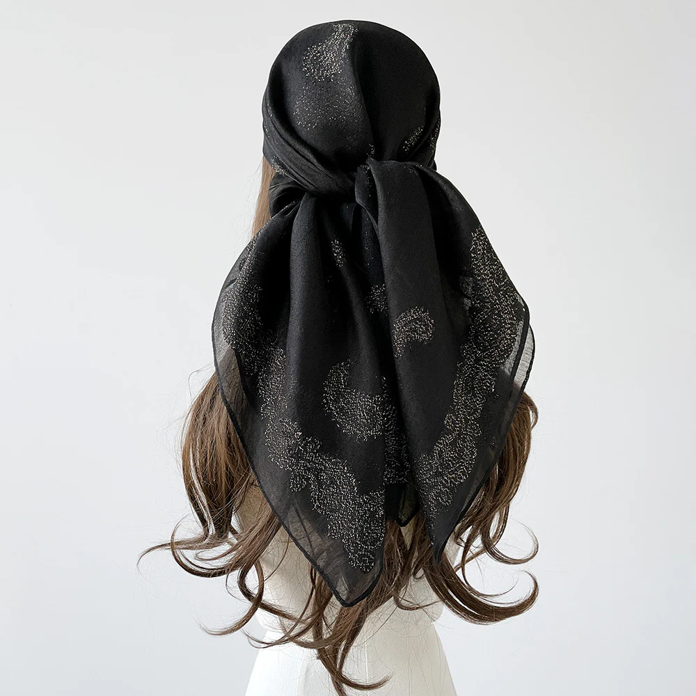 Paisley Print Large Square Retro Shawl Scarf - Image 4
