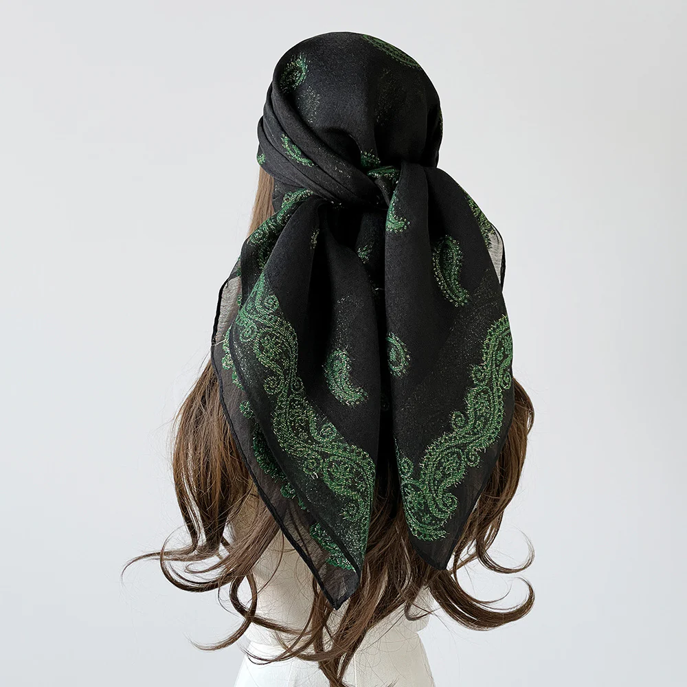 Paisley Print Large Square Retro Shawl Scarf - Image 5