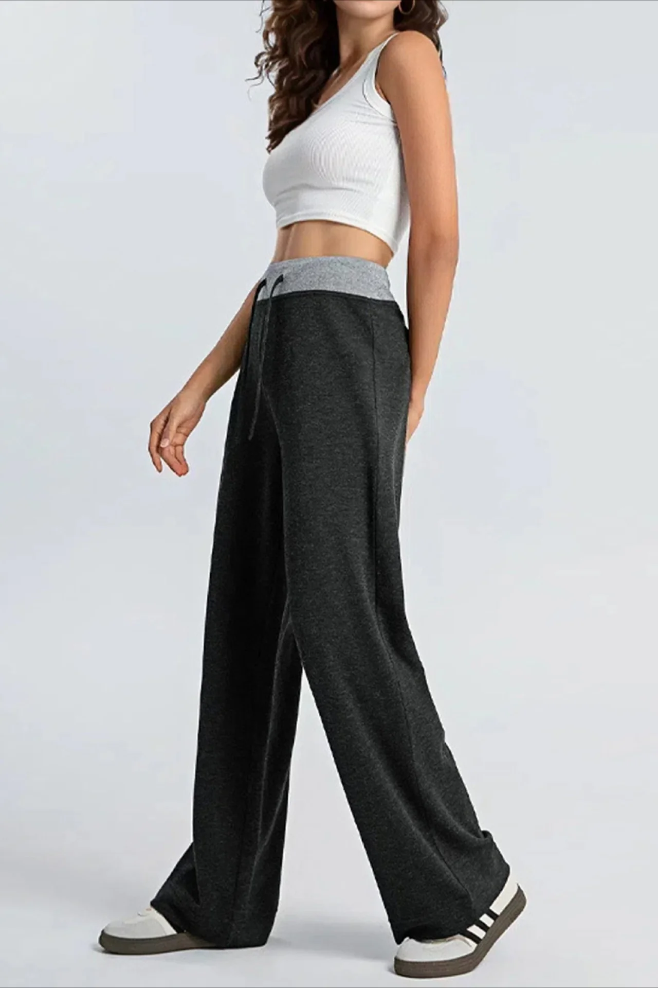 Paneled High Waist Draping Lounge Knit Pants - Image 5