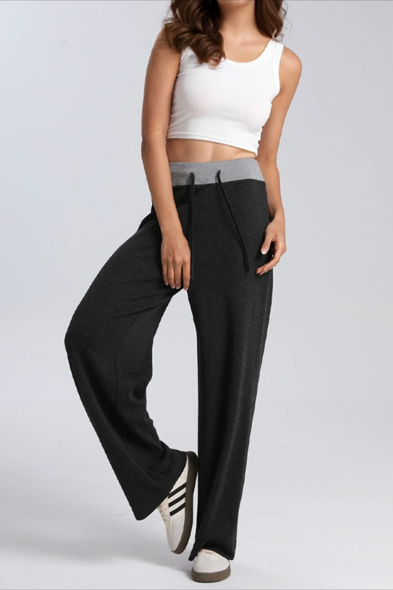 Paneled High Waist Draping Lounge Knit Pants - Image 6