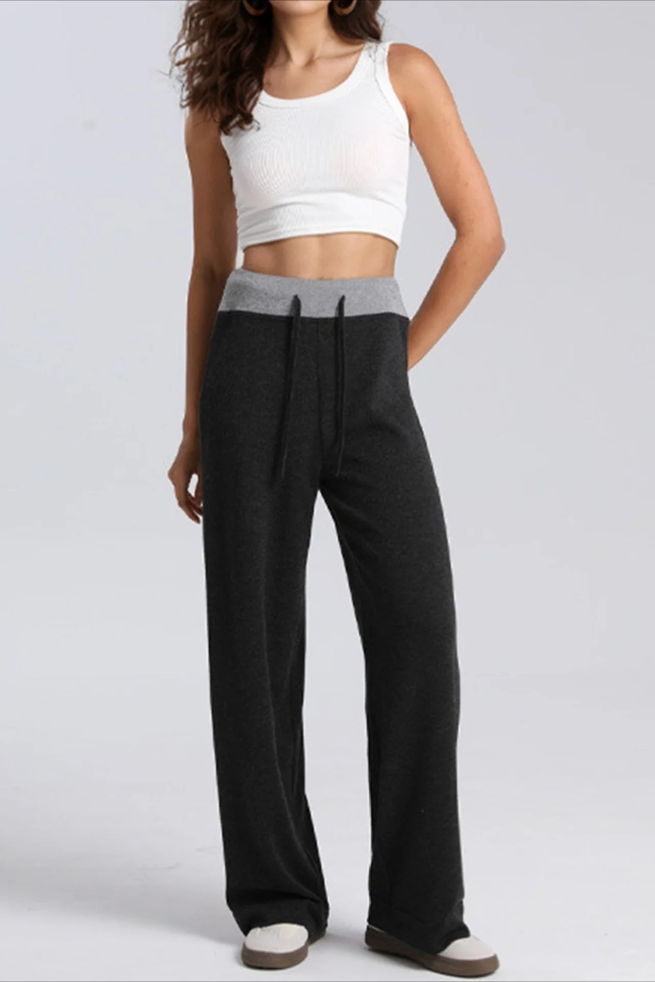 Paneled High Waist Draping Lounge Knit Pants - Image 7