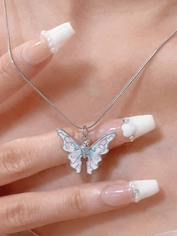 Pastel Butterfly Charm Necklace - Image 6