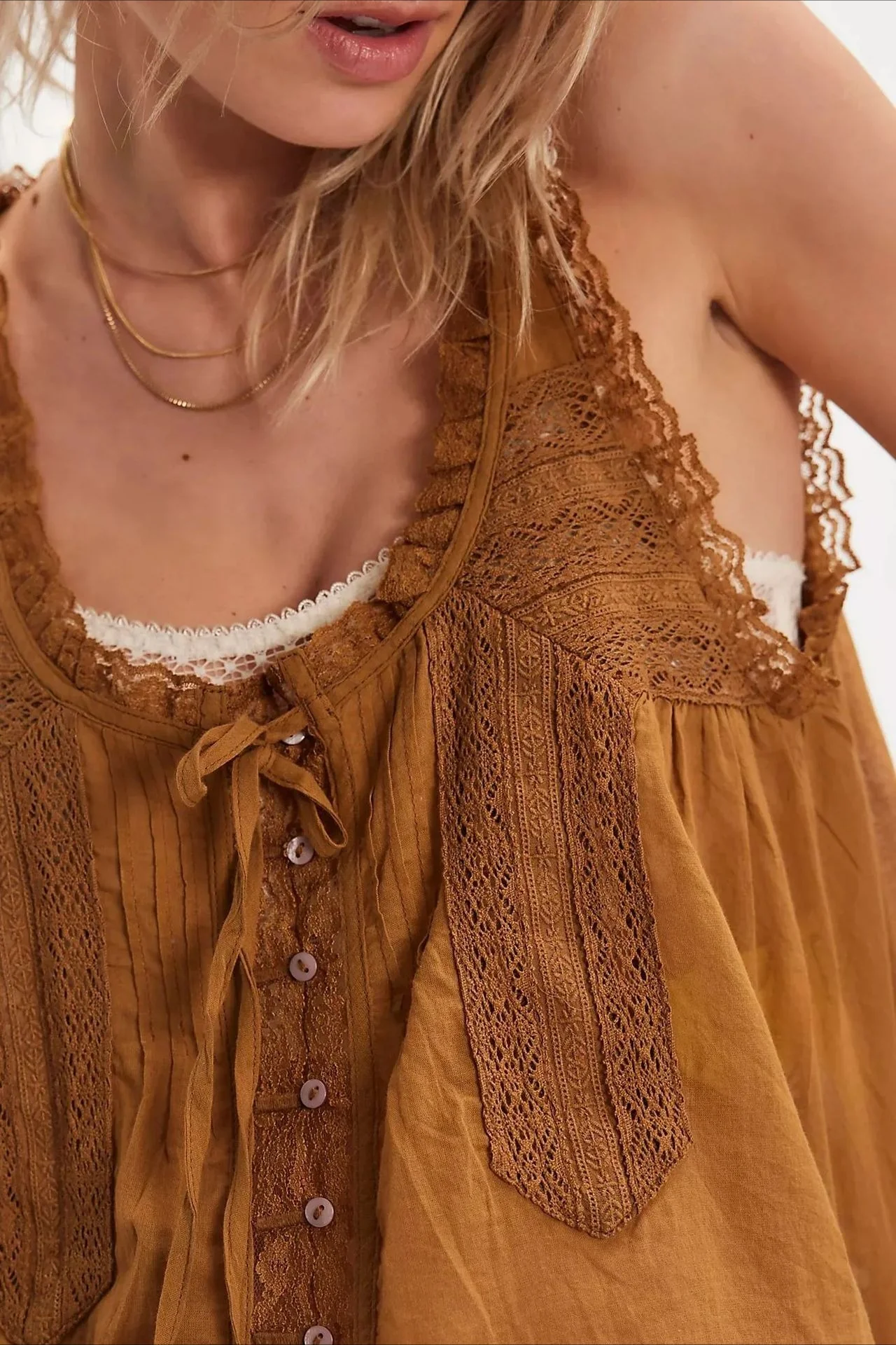 Patchwork Lace Sleeveless Top Boho Pants Set - Image 12