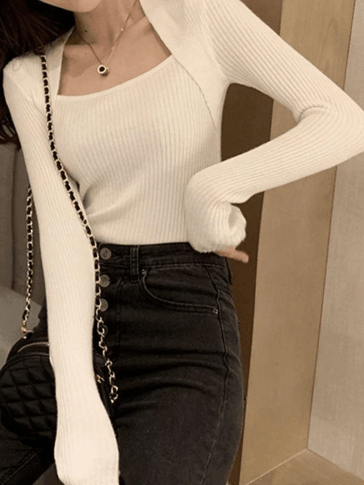 Patchwork Rib Knit Sweater - Image 14