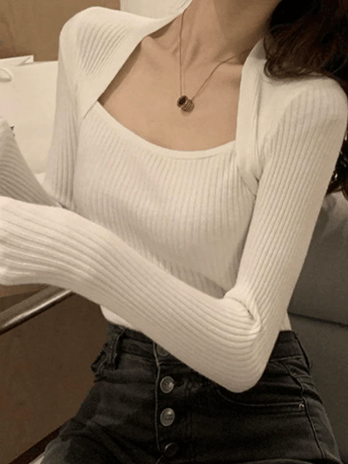 Patchwork Rib Knit Sweater - Image 15