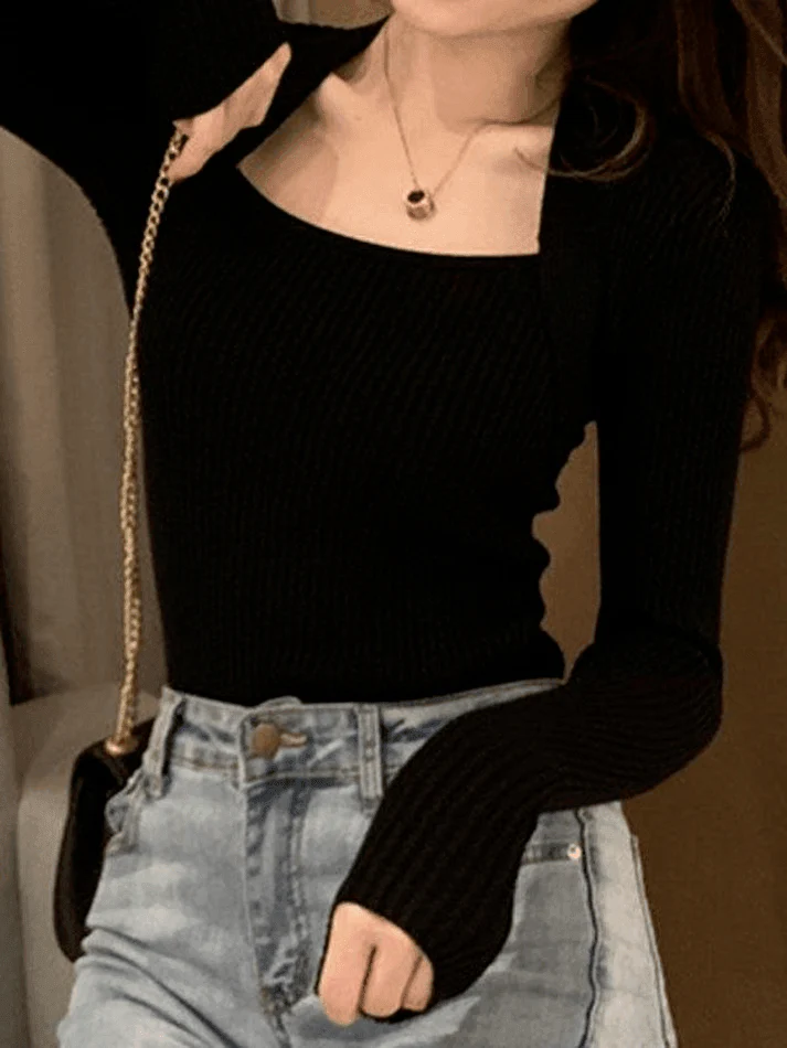Patchwork Rib Knit Sweater - Image 36