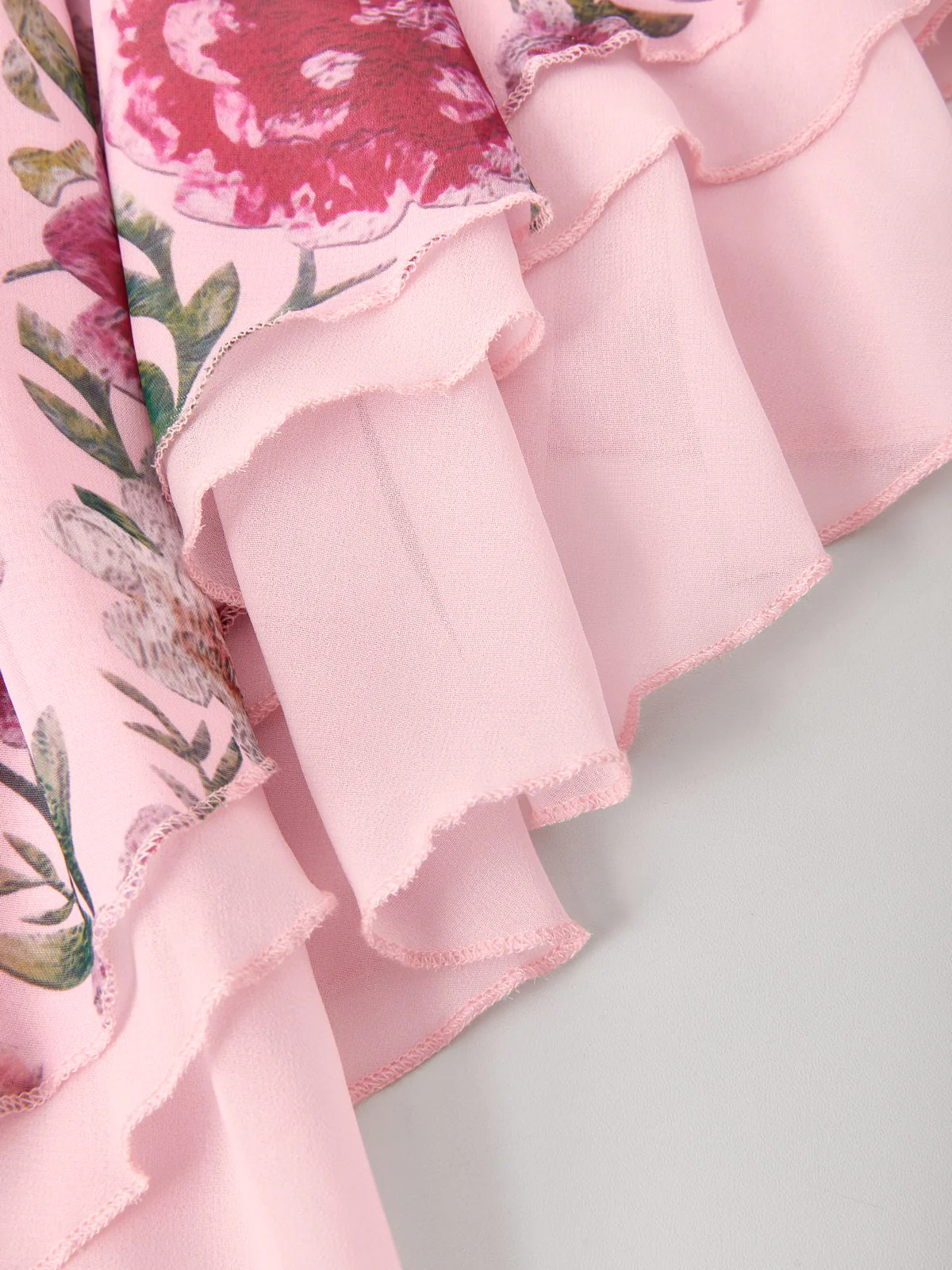 Patchwork Ruffle Bardot Floral Mini Dress - Image 11