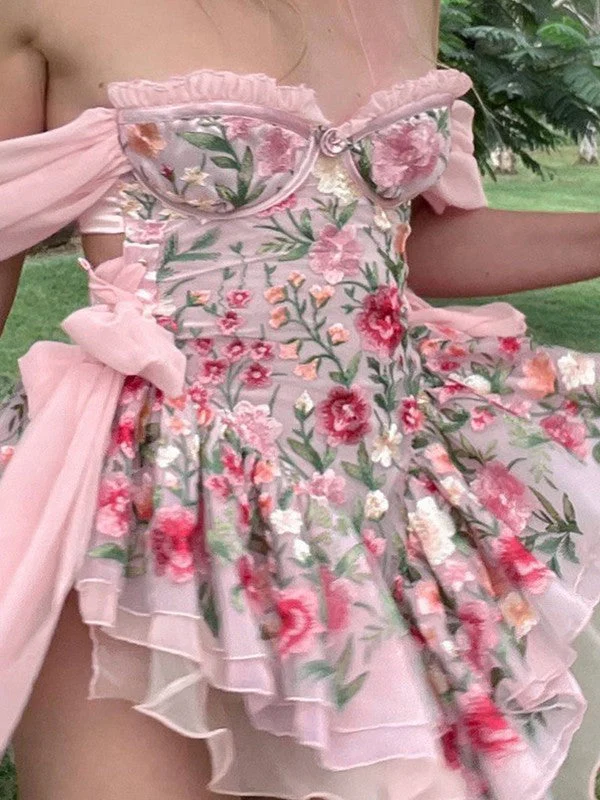 Patchwork Ruffle Bardot Floral Mini Dress - Image 16
