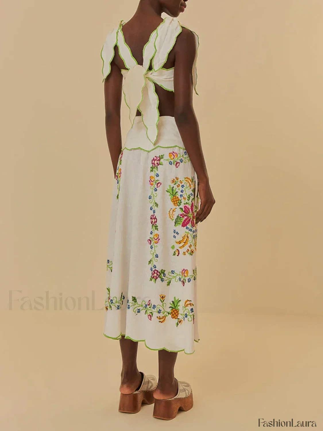 Patchwork Square-Collar Boho Dress - Image 7