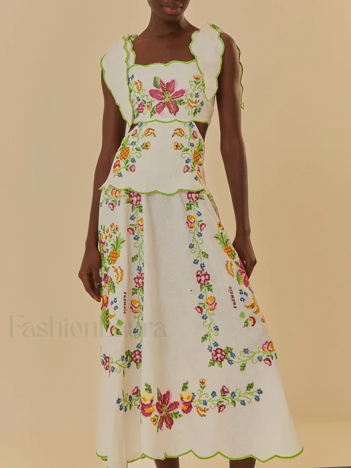 Patchwork Square-Collar Boho Dress - Image 8