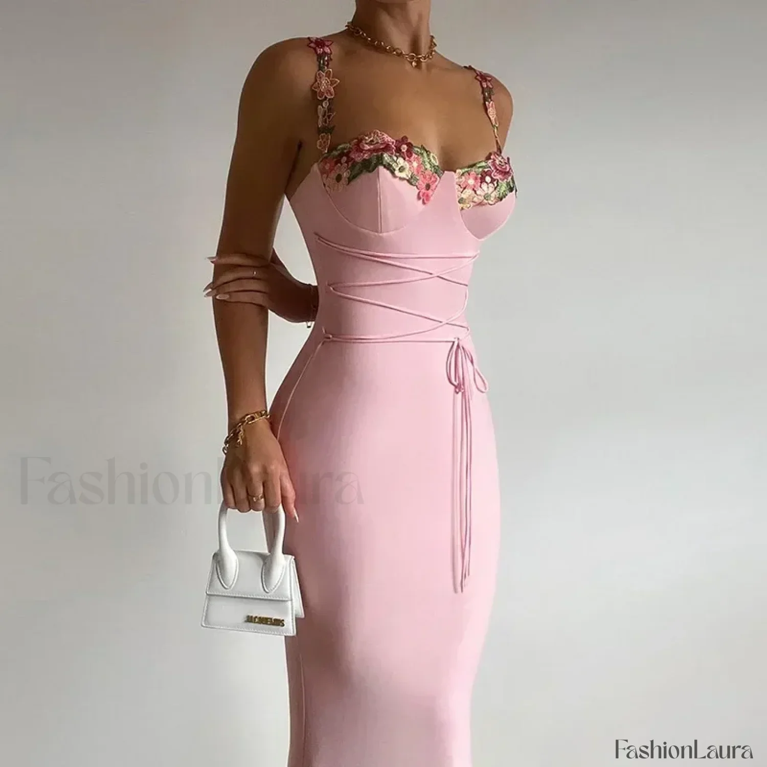 Patchwork Strapless Midi Dress - Image 11