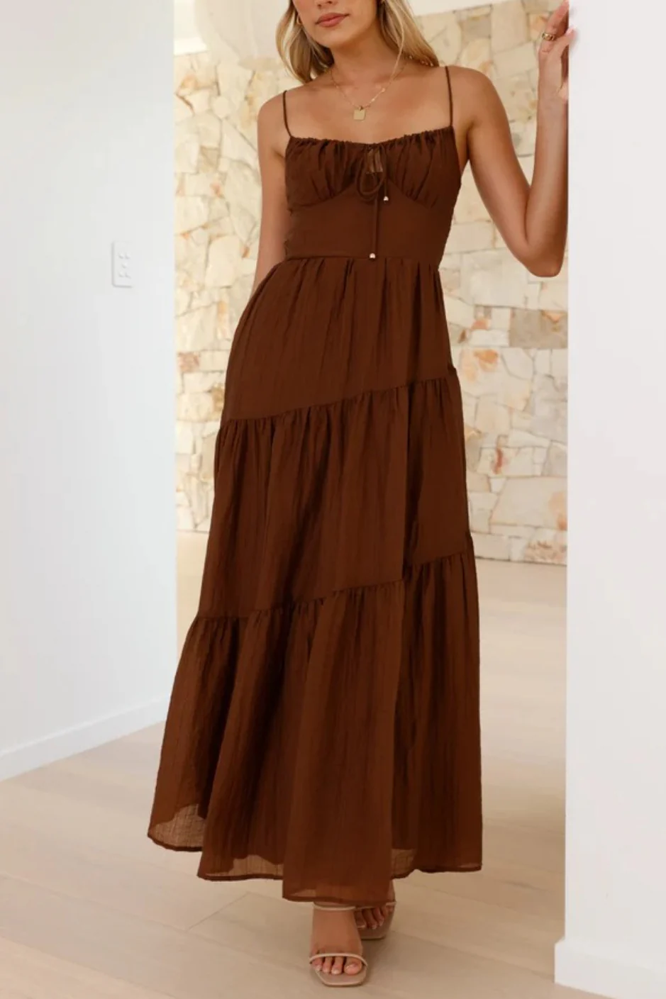 Patchwork Tie Back Flowy Boho Dress - Image 11