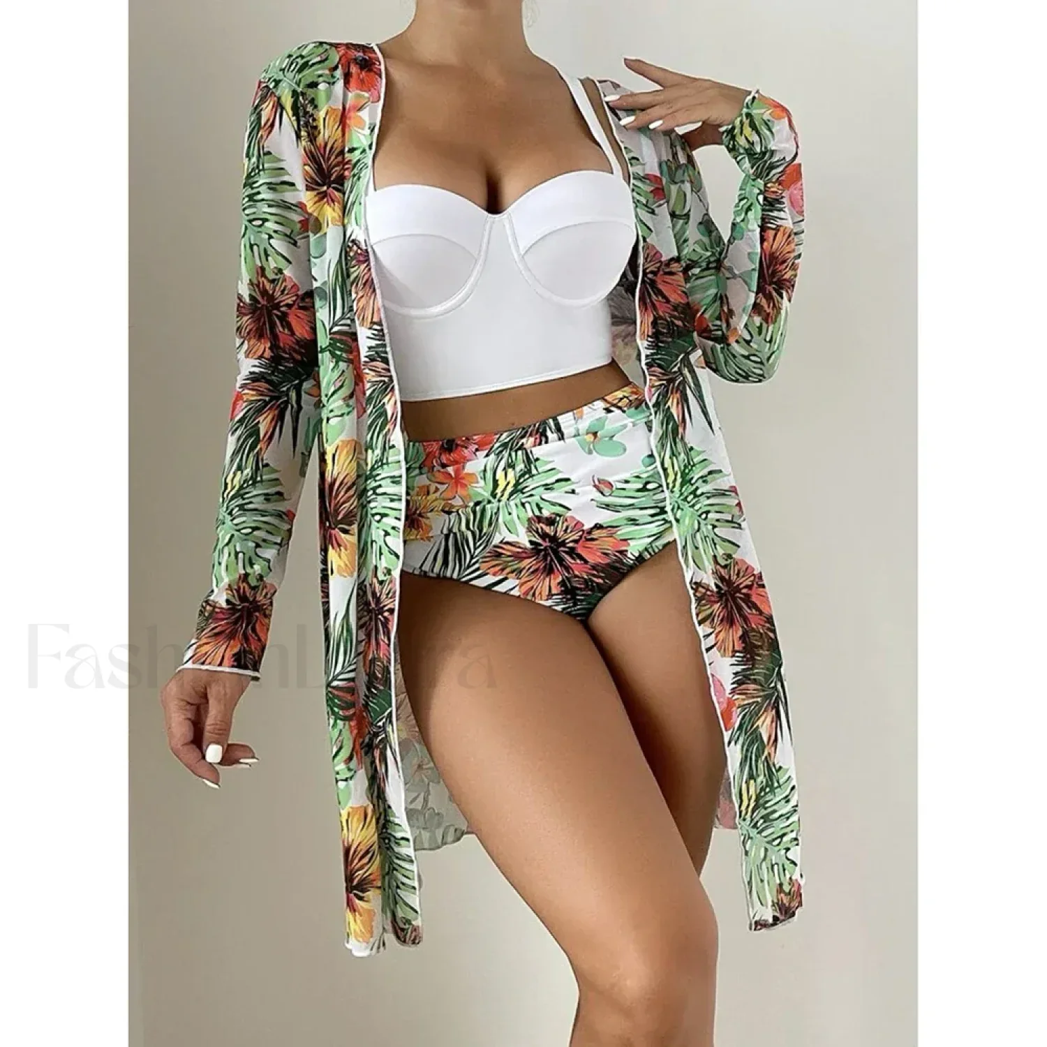 Pink Dot Print Mesh Cover Up - Image 3