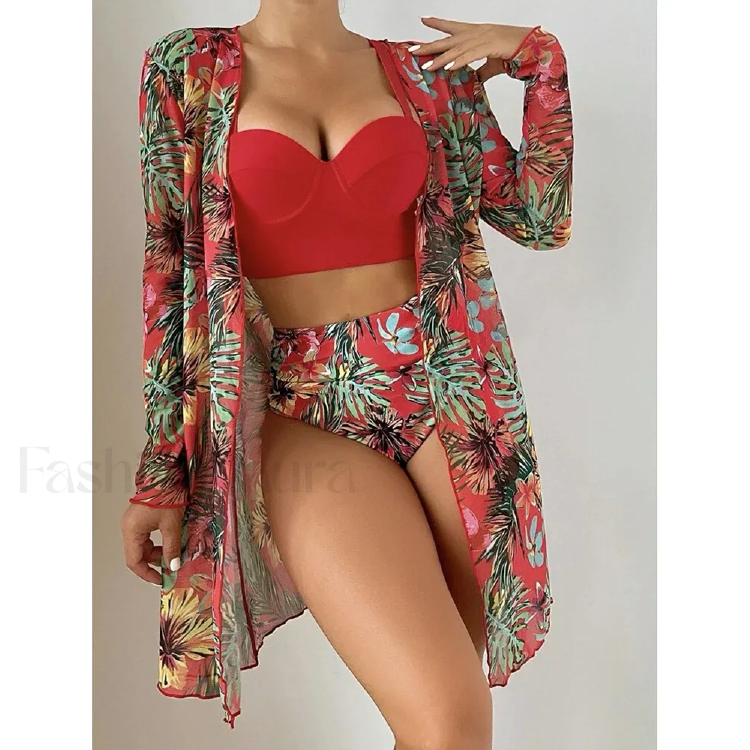 Pink Dot Print Mesh Cover Up - Image 8