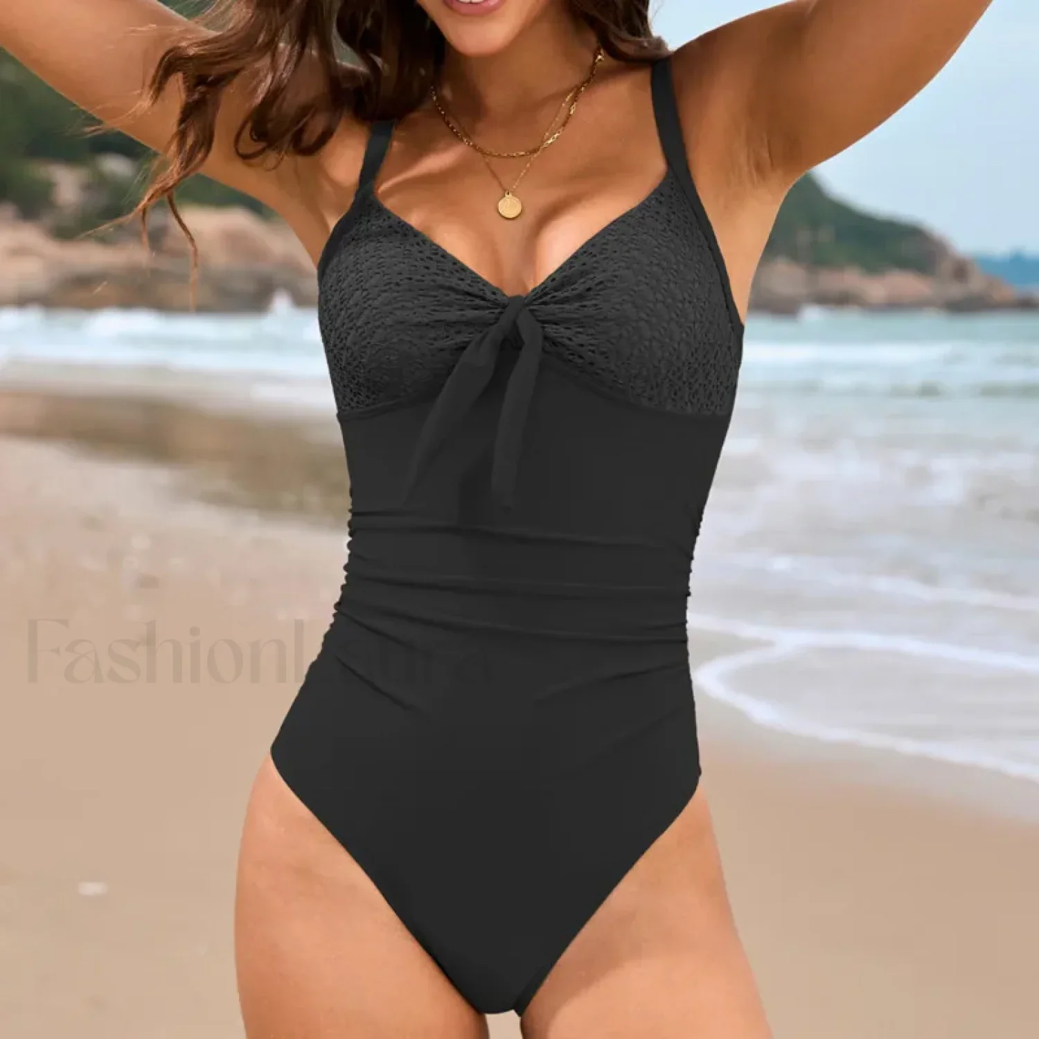 Pink Push Up Closed Swimwear One Piece - Image 12