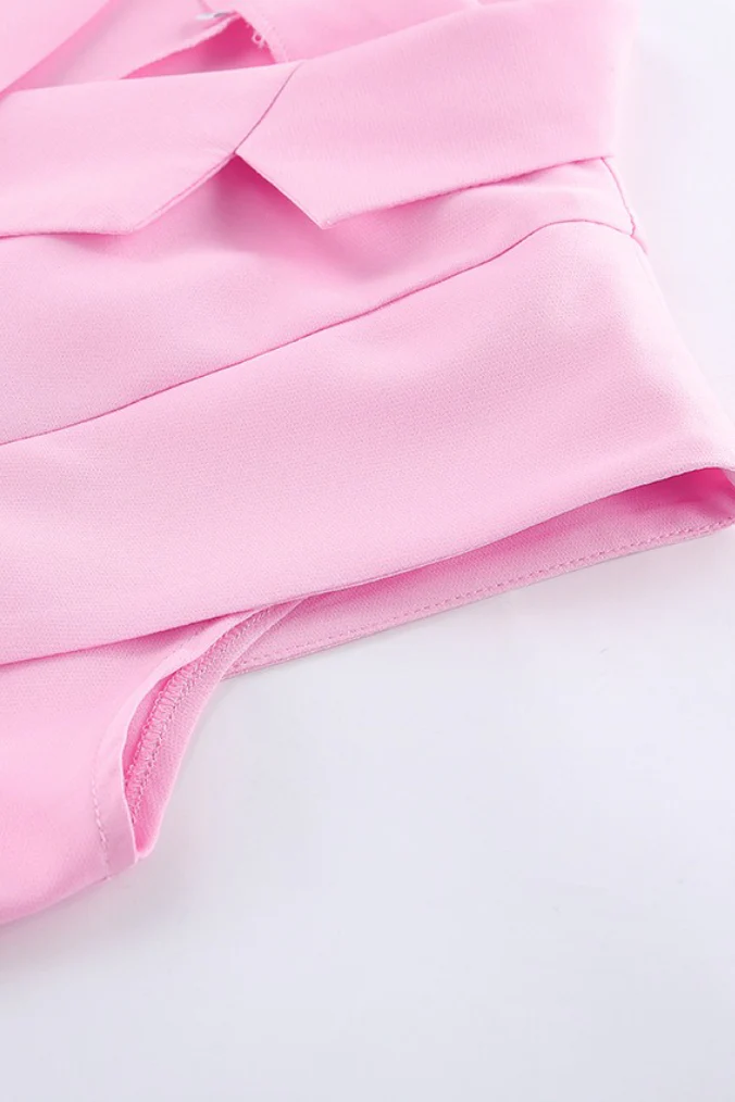 Pink Two Piece Vest Pants Set - Image 6