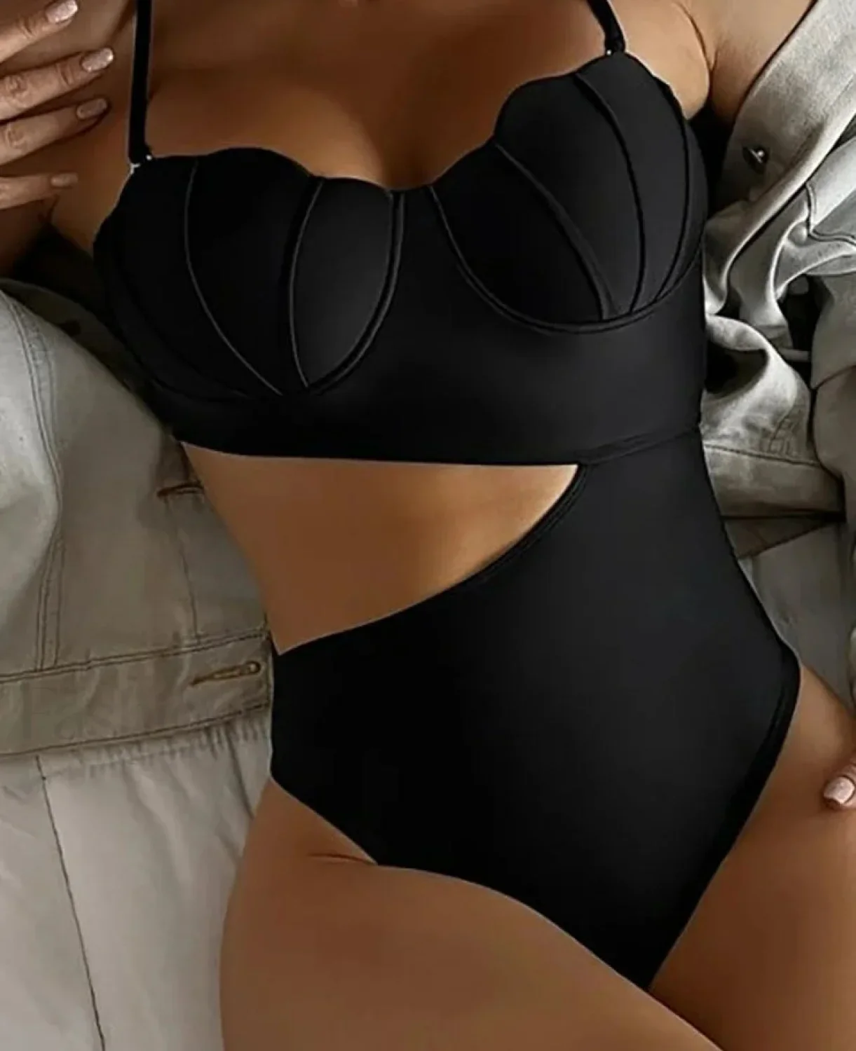 Pink Underwire Strapped Hollow One Piece - Image 4