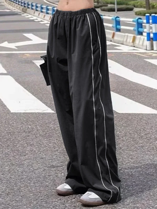 Piping Detail Wide Leg Track Pants - Image 50