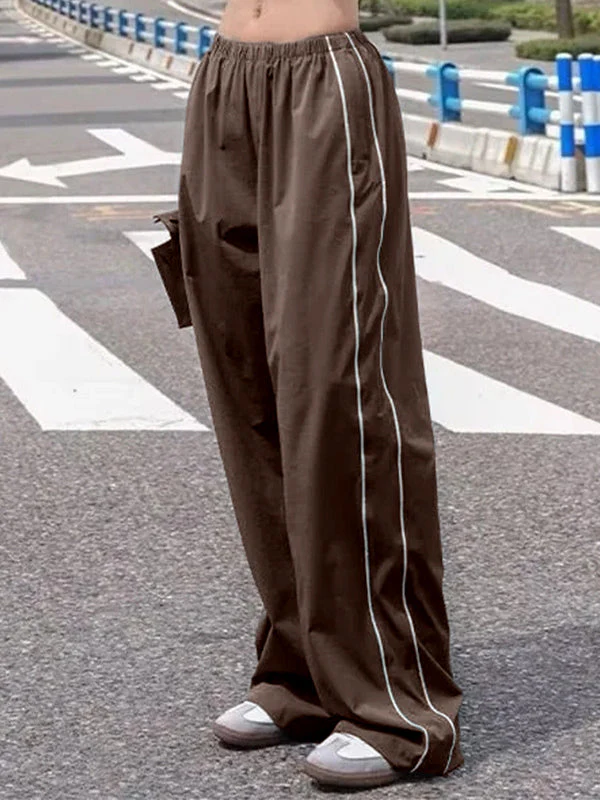 Piping Detail Wide Leg Track Pants - Image 70