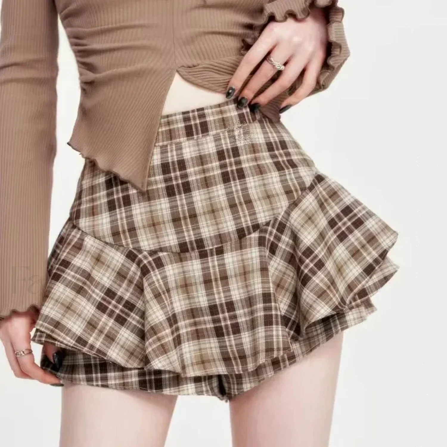 Plaid Frill Detail Skirt - Image 8