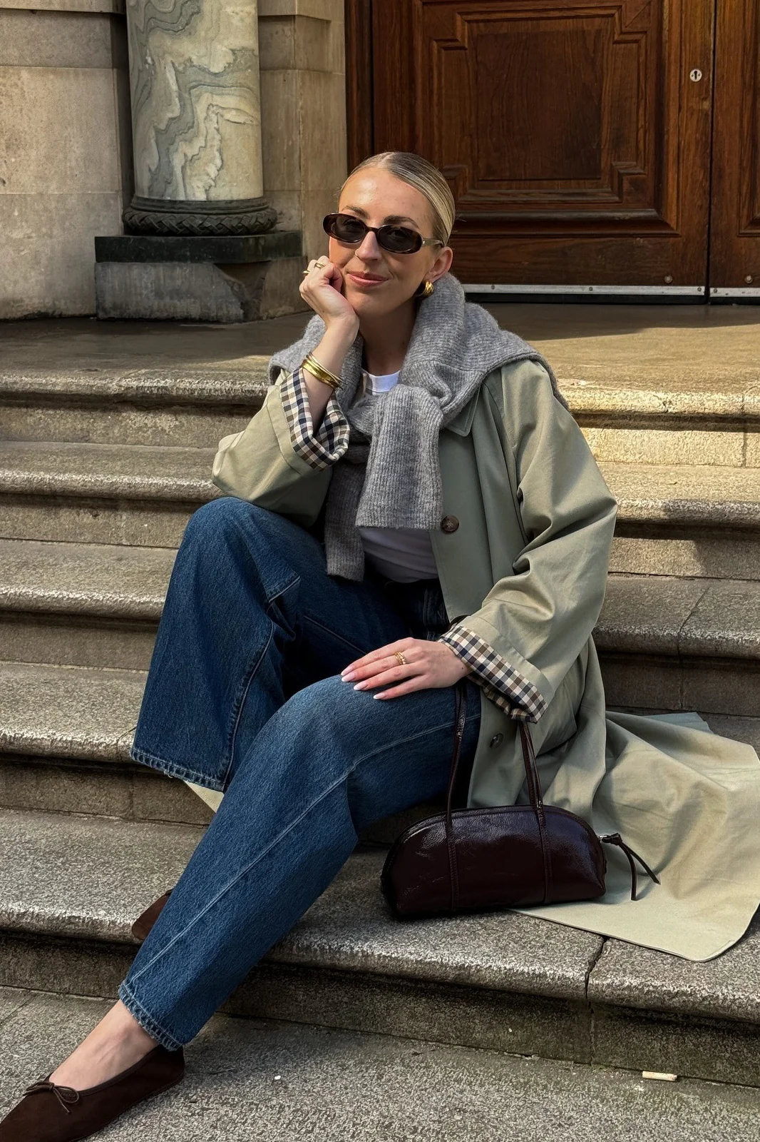 Plaid Insert Relaxed Overcoat - Image 2